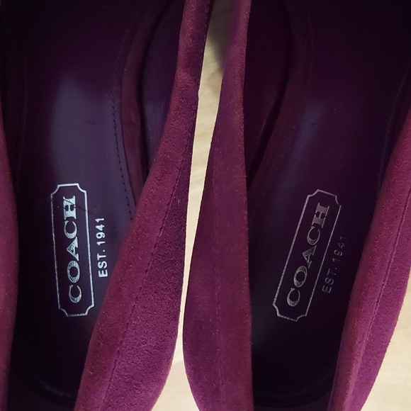 Coach Terri Purple Suede Tassled Mocassin Loafer Style Wedges Size 7 - Picture 8 of 16